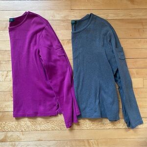 Set of 2 Lauren Ralph Lauren Magenta and Gray Long Sleeve Shirts